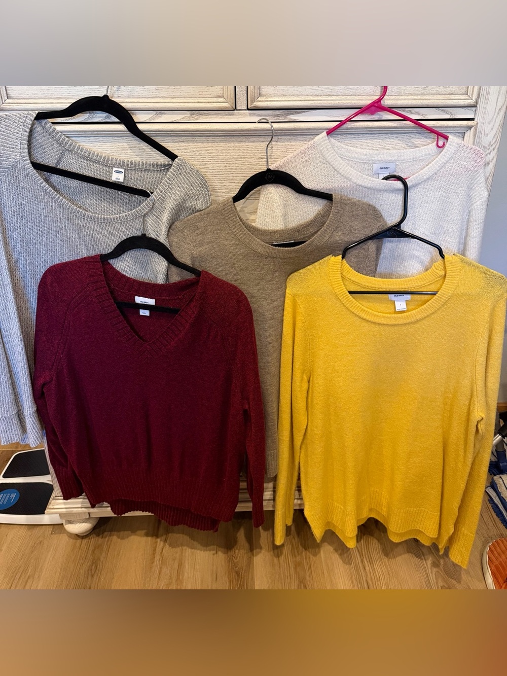 Old Navy Women's Crewneck Sweaters - Burgundy, Yellow, Light Gray, Taupe, Cream